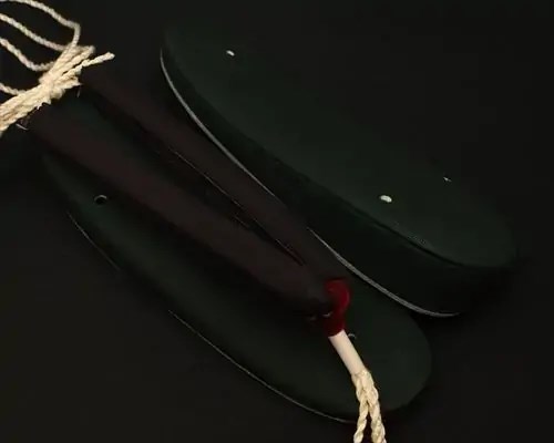 帆布草履に会津木綿花緒・赤ツボ