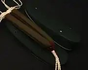 帆布草履(濃緑)に会津木綿花緒・赤ツボ