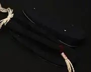 帆布草履(紺)に会津木綿花緒・赤ツボ