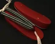 帆布草履（紅）に会津木綿花緒・赤ツボ