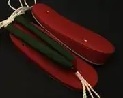 帆布草履（紅）に会津木綿花緒・赤ツボ