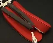 帆布草履(紅)に亀田縞花緒・赤ツボ