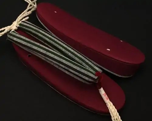 帆布草履に会津木綿花緒・赤ツボ