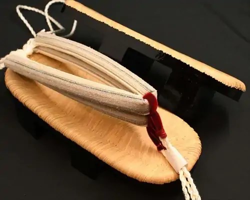 相日光・横黒茶竹に縞柄結城紬花緒