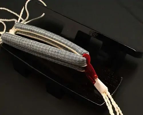 相三味・黒捌きに網代柄結城紬花緒