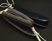 艶消し草履・濃紺に会津木綿花緒・赤ツボ