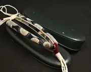 艶消し草履・鉄紺に蛇の目傘柄花緒