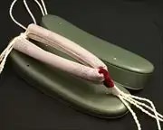 艶消し草履・緑に亀甲結城紬花緒