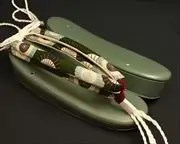 艶消し草履・緑に蛇の目傘柄花緒