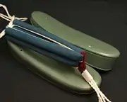 艶消し草履・緑に会津木綿花緒・赤ツボ