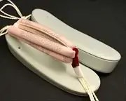 艶消し草履・薄グレーに亀甲結城紬花緒