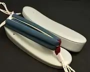 艶消し草履・薄グレーに会津木綿花緒・赤ツボ