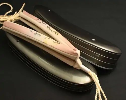 本革３分３枚に花柄ぼかし福林花緒