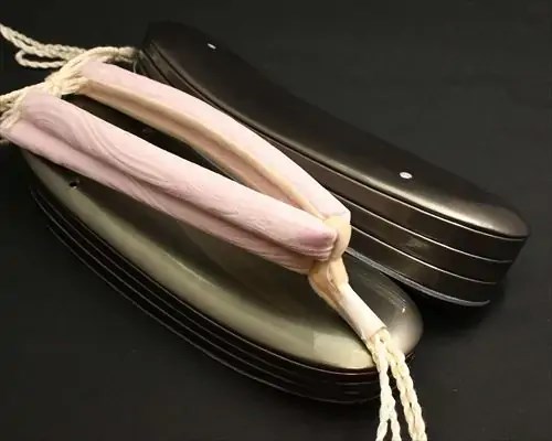 本革３分３枚にジャガード花緒