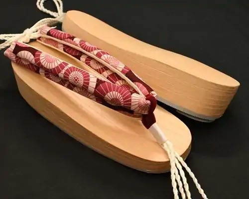 舟形・白木に蛇の目傘柄花緒