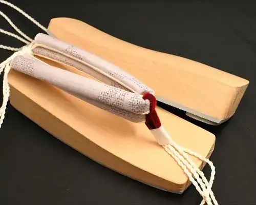三味舟形・白木に亀甲結城紬花緒