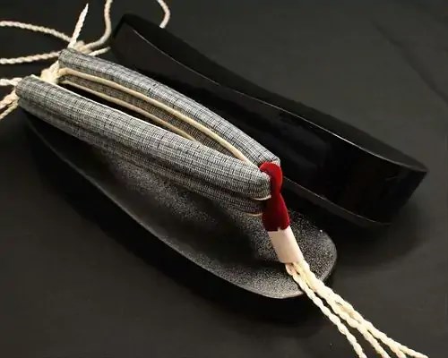 舟形・叩きに網代柄結城紬花緒